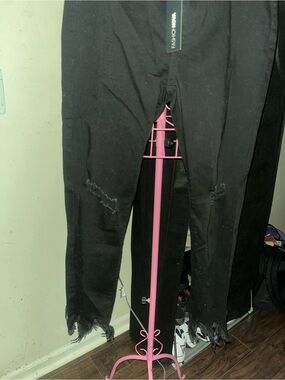 Fashion Nova Black Distressed Frayed Hem Jeans